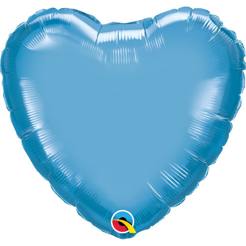 18" Chrome Blue Heart Foil Balloon