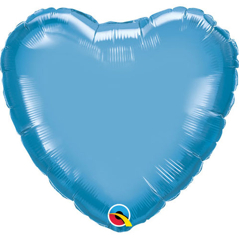 18" Chrome Blue Heart Foil Balloon