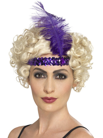 Purple Sequin Flapper Headband