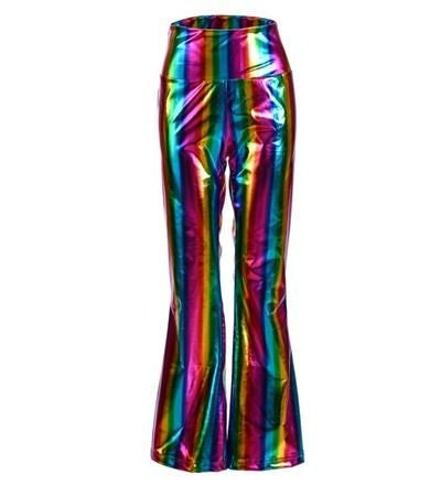 Rainbow striped hot sale flare pants