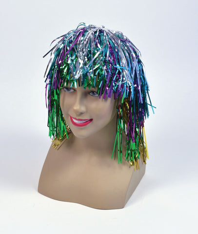 Rainbow Tinsel Wig
