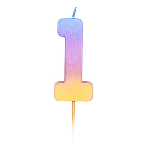Number 1 Rainbow Ombre Candle