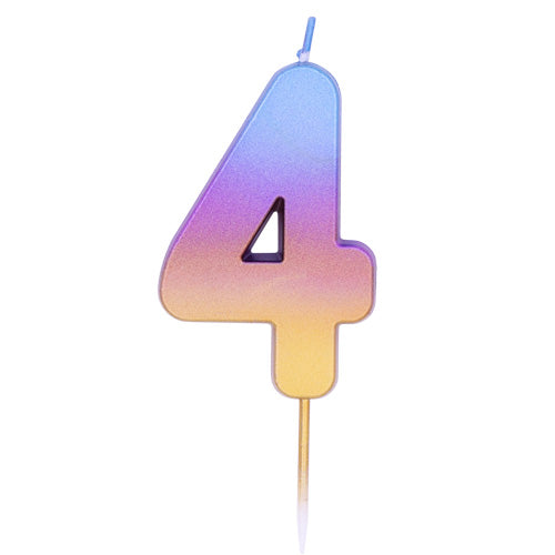Number 4 Rainbow Ombre Candle