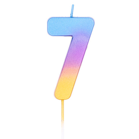 Number 7 Rainbow Ombre Candle