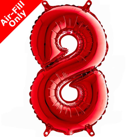 14 Inch Red Number 8 Foil Balloon