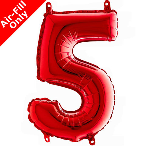 14 Inch Red Number 5 Foil Balloon