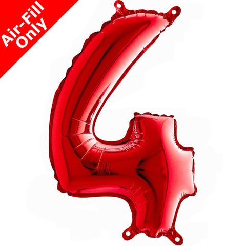 14 Inch Red Number 4 Foil Balloon