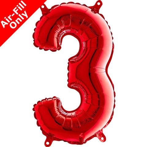 14 Inch Red Number 3 Foil Balloon