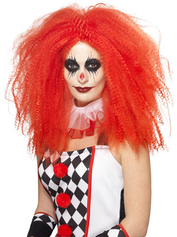 Red Crimped Clown Wig