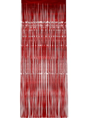 Red Tinsel Shimmer Curtain