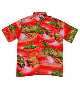 Budget Red Waterfall Hawaiian Shirt