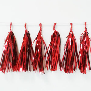 2.5m Red Foil Tassel Bunting