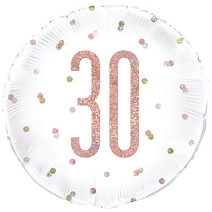 18 Inch Rose Gold 30th Birthday Glitz Foil Balloon