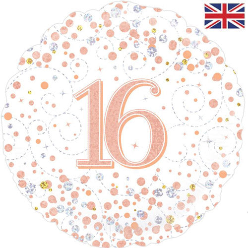 18 Inch Rose Gold Fizz 16th Birthday Foil Balloon