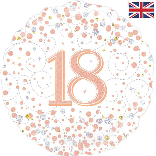 18 Inch Rose Gold Fizz 18th Birthday Foil Balloon