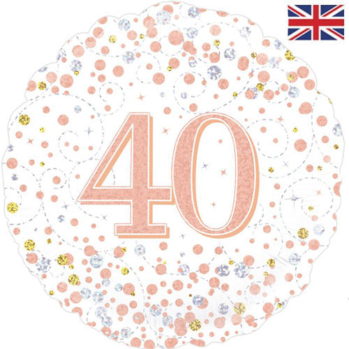 18 Inch Rose Gold Fizz 40th Birthday Foil Balloon