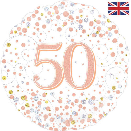 18 Inch Rose Gold Fizz 50th Birthday Foil Balloon