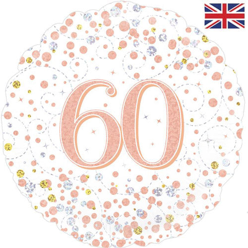 18 Inch Rose Gold Fizz 60th Birthday Foil Balloon