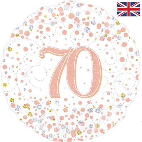 18 Inch Rose Gold Fizz 70th Birthday Foil Balloon