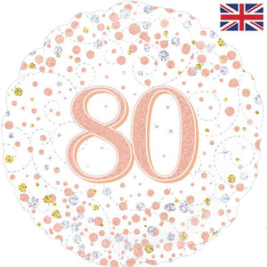 18 Inch Rose Gold Fizz 80th Birthday Foil Balloon