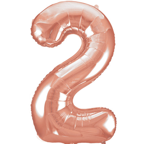 34 Inch Rose Gold (Gold) Number 2 Foil Balloon