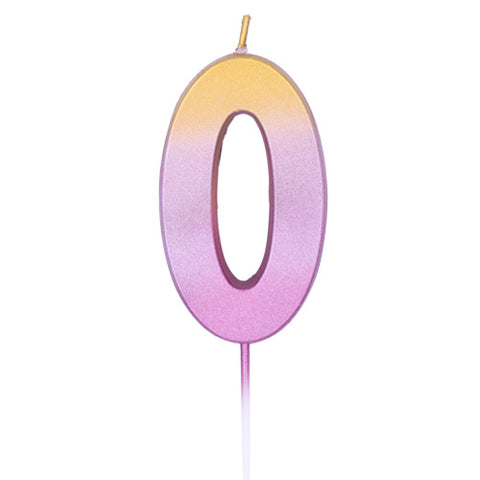Number 0 Rose Gold Ombre Candle