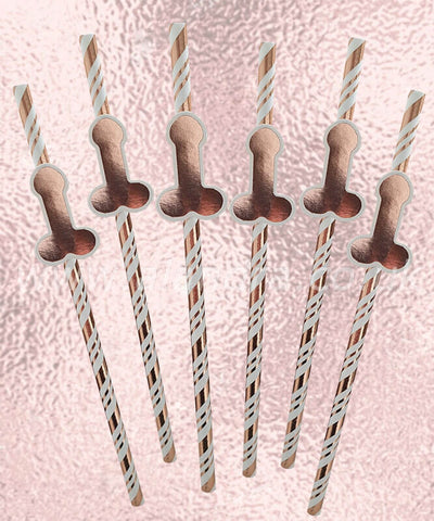 Rose Gold Paper Willy Straws
