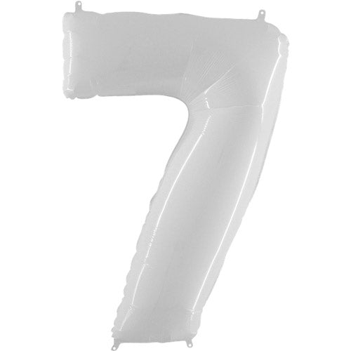 40 Inch Shiny White Number 7 Foil Balloon