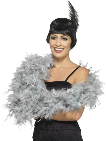 Deluxe Silver Feather Boa