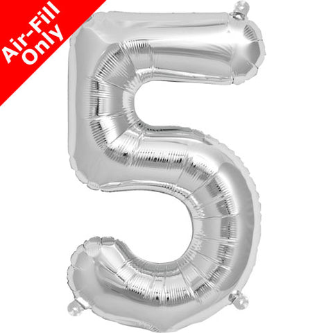 16 Inch Silver Number 5 Foil Balloon