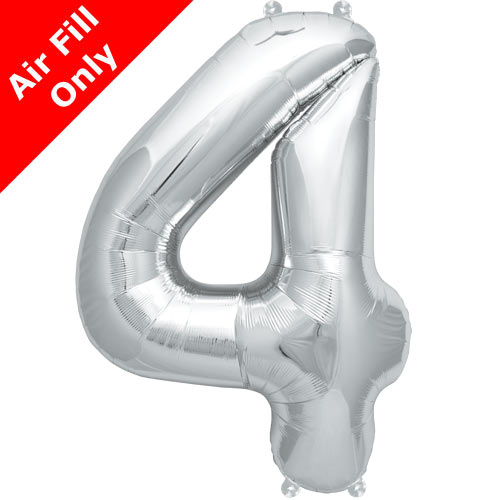 16 Inch Silver Number 4 Foil Balloon