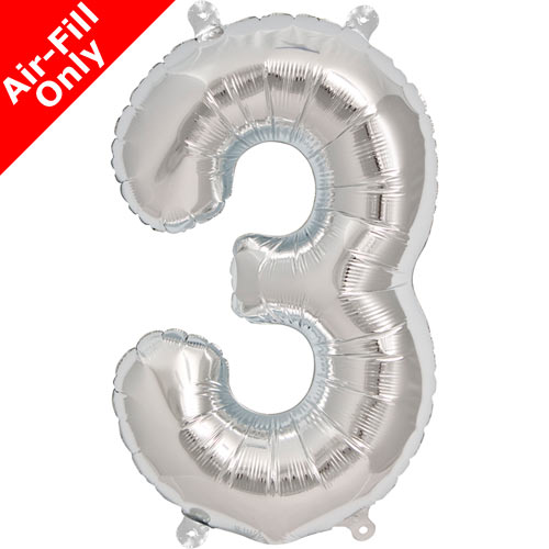 16 Inch Silver Number 3 Foil Balloon