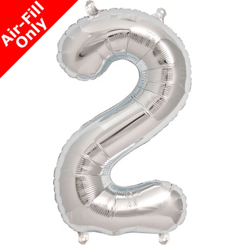 16 Inch Silver Number 2 Foil Balloon