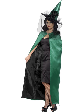 Deluxe Reversible Teal & Black Witch Cape