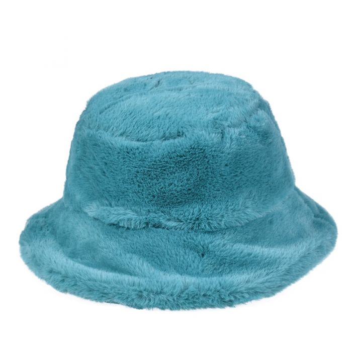 Teal Fluffy Bucket Hat