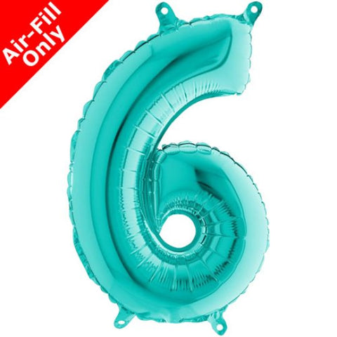 14 Inch Tiffany Blue Number 6 Foil Balloon