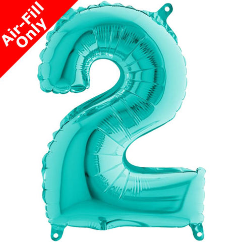 14 Inch Tiffany Blue Number 2 Foil Balloon