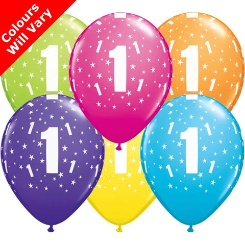 Tropical Assortment 1st  Birthday Balloons (6pk)