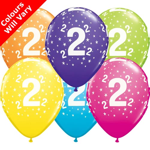 Tropical Assortment 2nd Birthday Balloons (6pk)