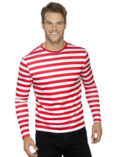 Unisex Red & White Striped Top