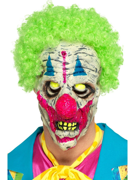 UV Latex Clown Mask with Hair