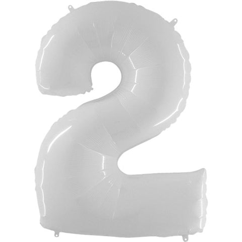 40 Inch White Number 2 Foil Balloon