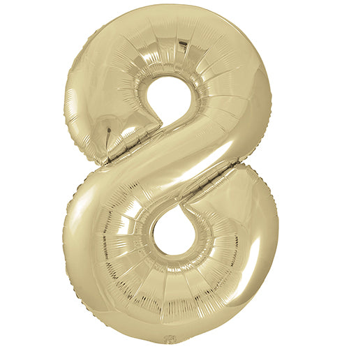 34 Inch White Gold Number 8 Foil Balloon