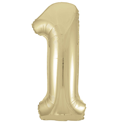 34 Inch White Gold Number 1 Foil Balloon