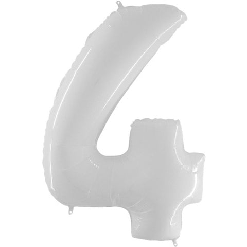40 Inch White Number 4 Foil Balloon