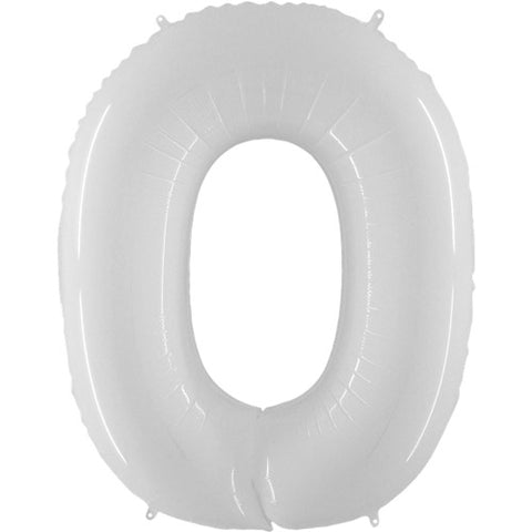 40 Inch White Number 0 Foil Balloon