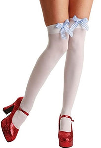White Stockings with Blue Gingham Bows